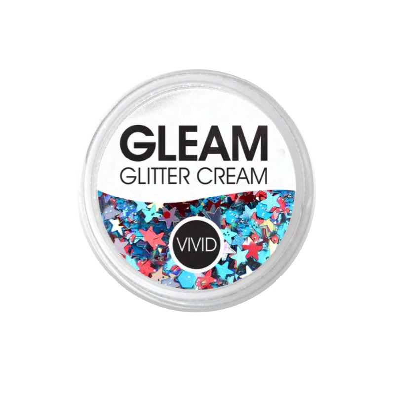 VIVID Glitter |  GLEAM Glitter Cream | Small RED WHITE AND BLUE / BOOM (10gr)