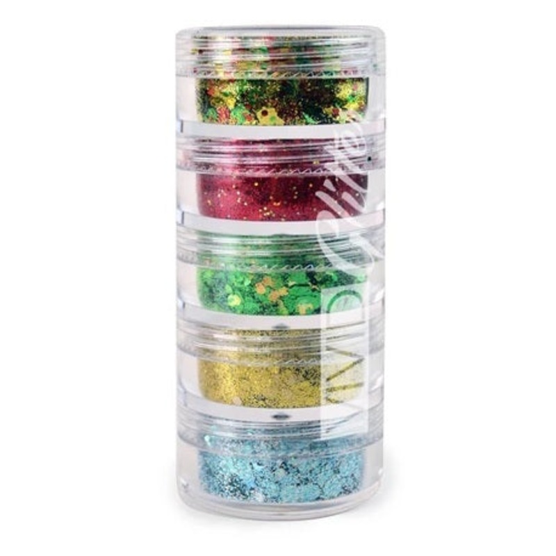 VIVID Glitter | Loose Chunky Glitter | Small CHRISTMAS MIRACLE Stack (Set of 5 x 7.5gr Jars)