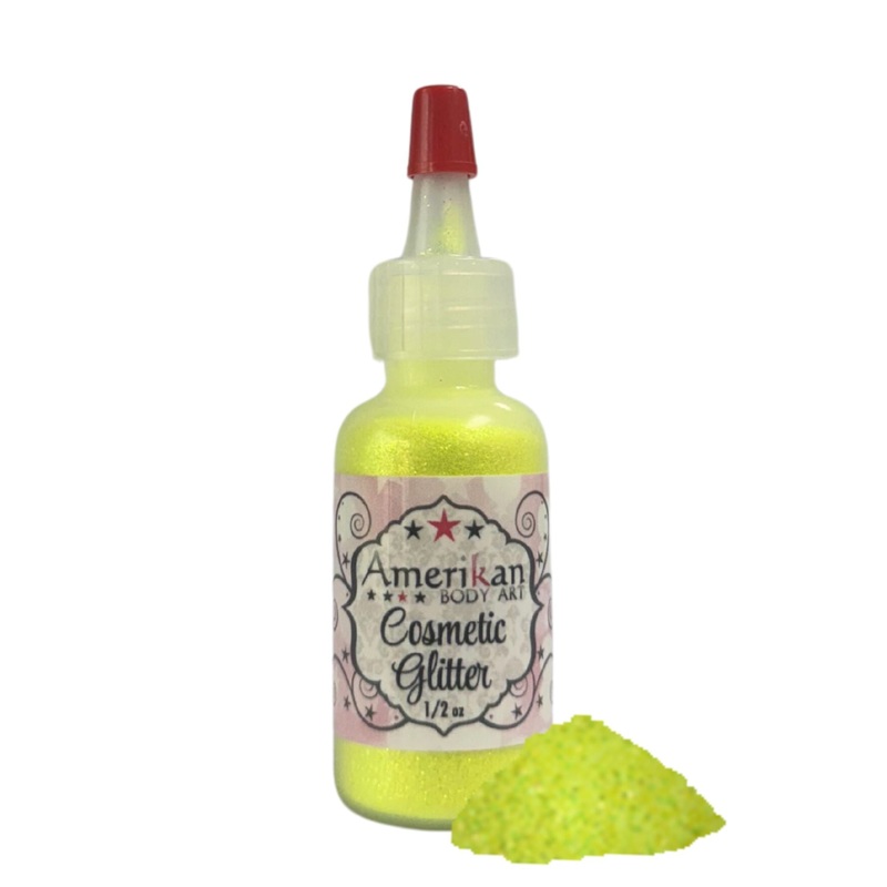 Amerikan Body Art | Face Paint Glitter Poof – Neon Electric Yellow (1/2oz) #33