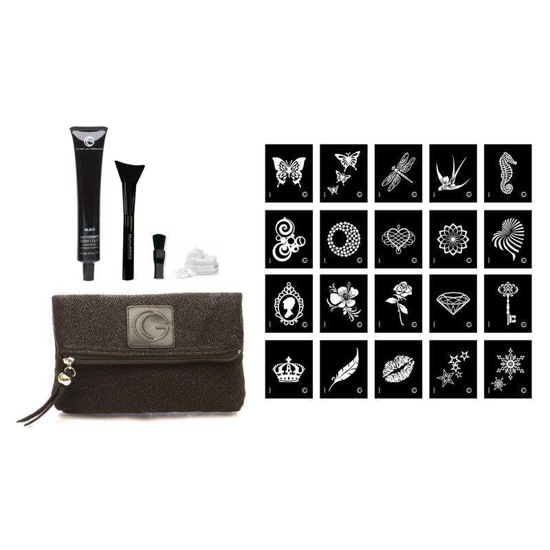 Glimmer Body Art | GET INKED Temporary Ink Tattoo Kit with 80 HD Stencils