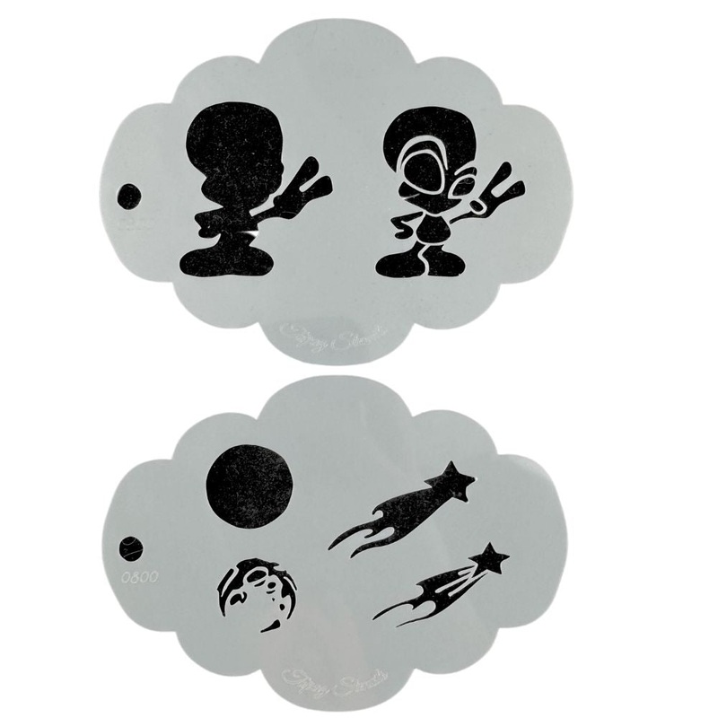 Topaz Stencils | Face Painting Stencil – Tamina’s ORION 2 Pc SET (Planet, Star and Alien) (0800)