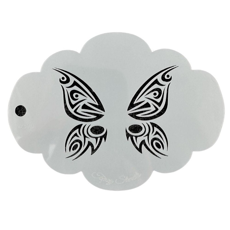 Topaz Stencils | Face Painting Stencil – Tribal Butterfly Mirror Eye (0375)