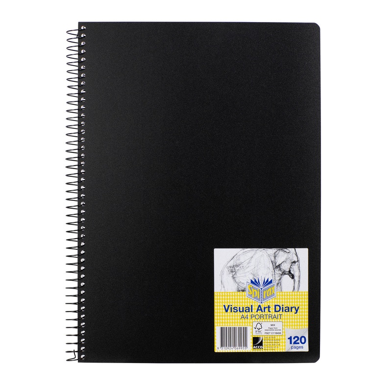 Spirax P704 PP Visual Art Diary A4 120 Page Black S/O – Pack Of 5