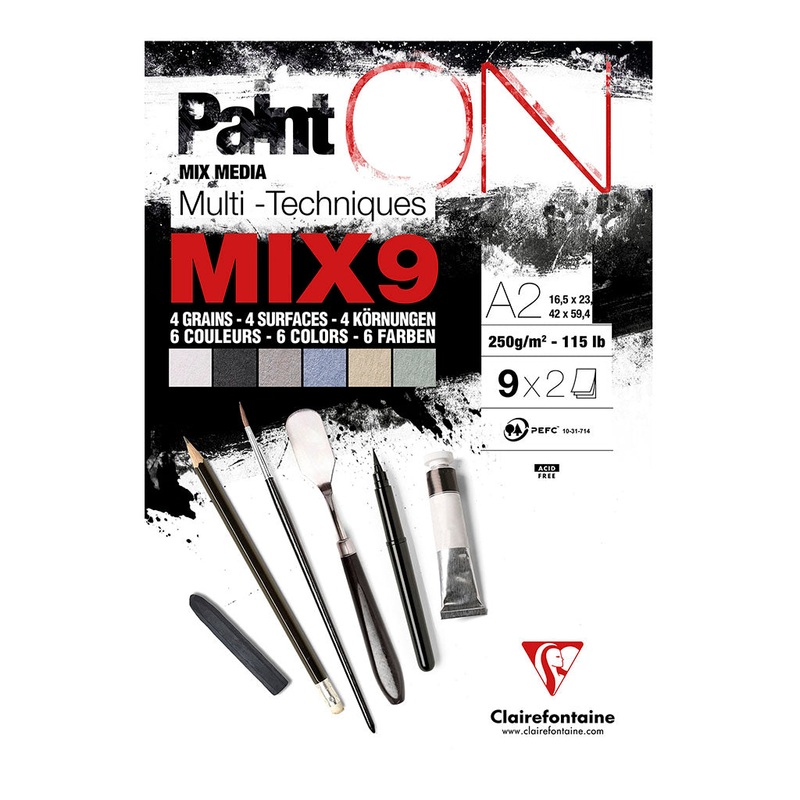 Clairefontaine PaintON 250gsm 18 Sheets MIX9 A2 Pad