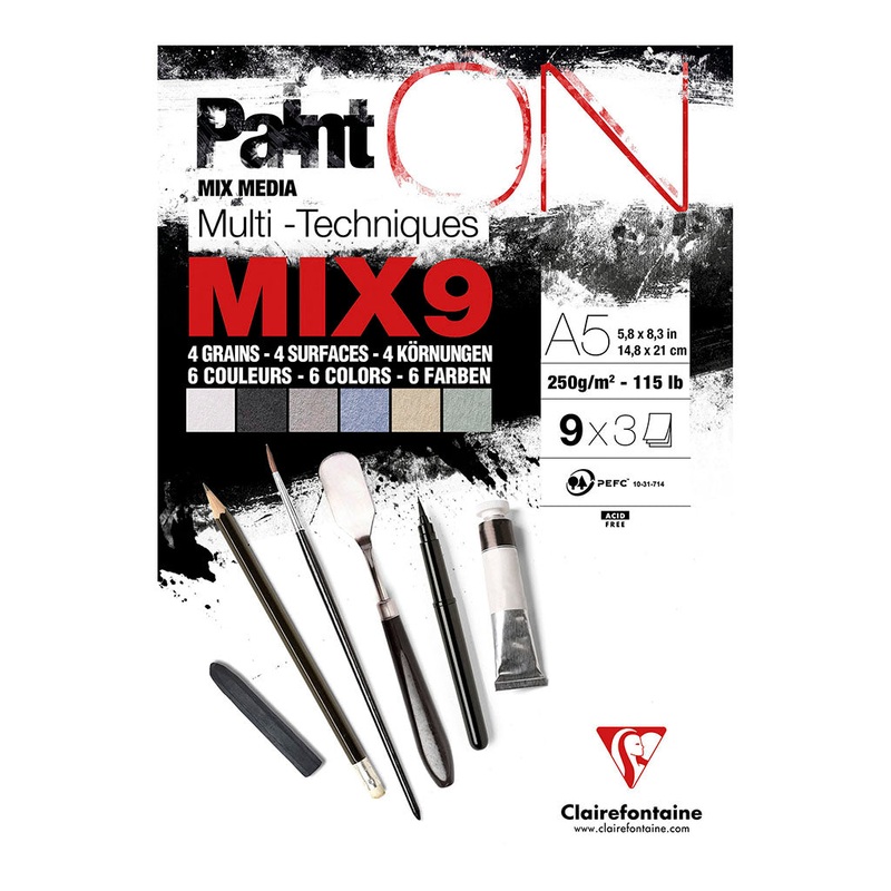 Clairefontaine PaintON 250gsm 27 Sheet MIX9 Pads