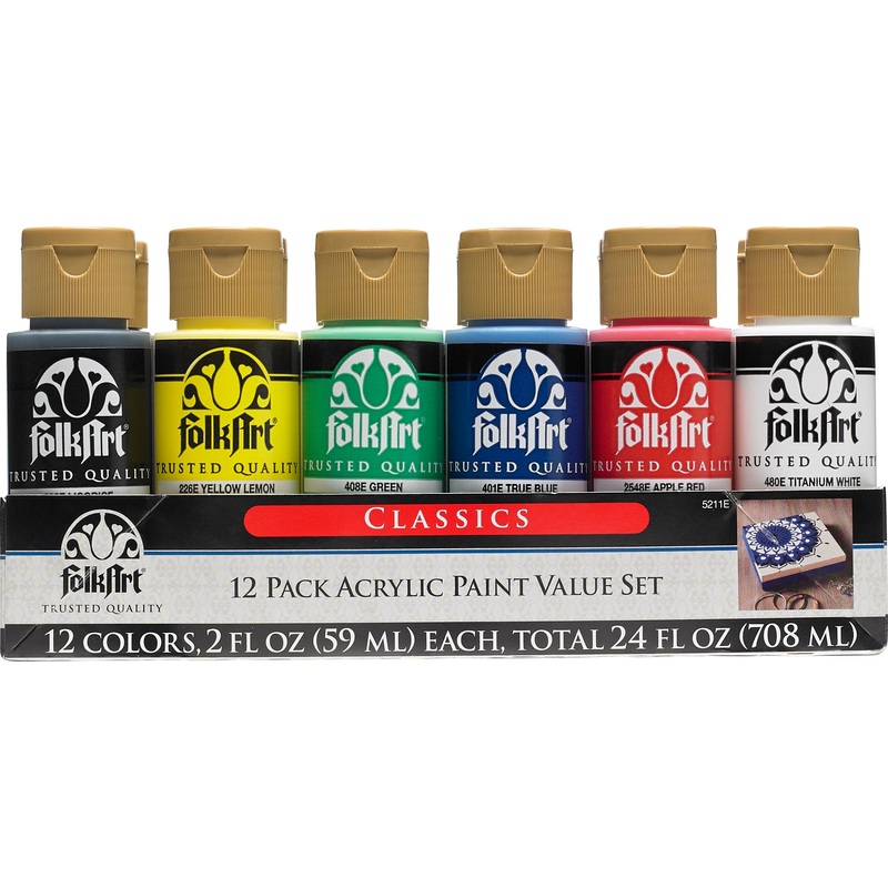 FolkArt Acrylic 59ml Classic Paints – Set Of 12