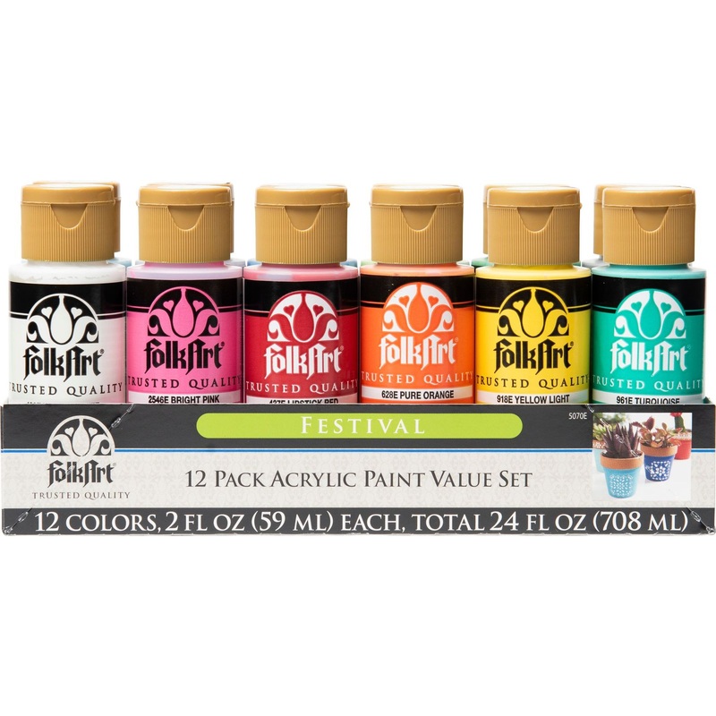 FolkArt Acrylic 59ml Festival Paints – Set Of 12