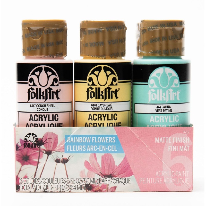FolkArt Acrylic 59ml Rainbow Flowers Paints – Set Of 6