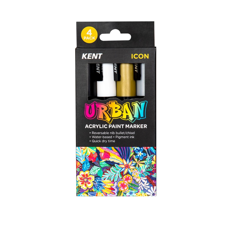 Kent Urban 6MM Nib Icon Paint Markers Pack of 4