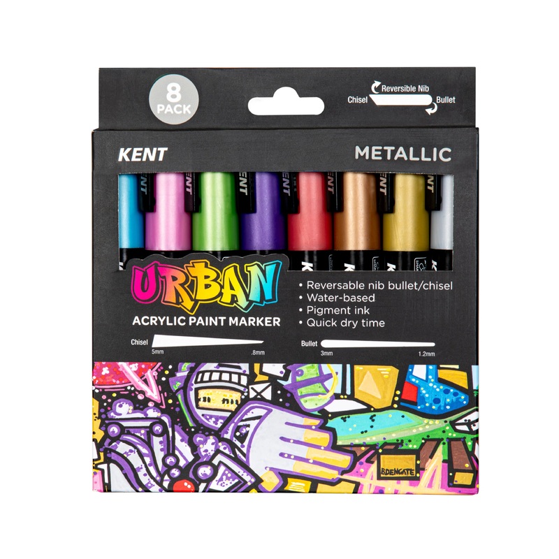 Kent Urban 6MM Nib Metallic Paint Marker Pack of 8