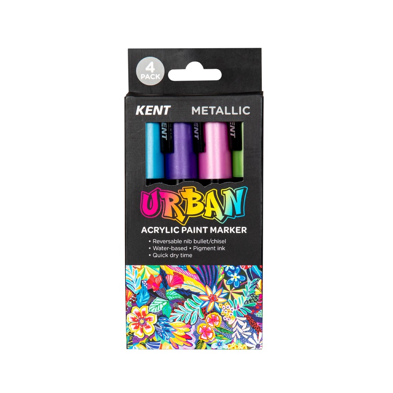 Kent Urban 6MM Nib Metallic Paint Markers Pack of 4