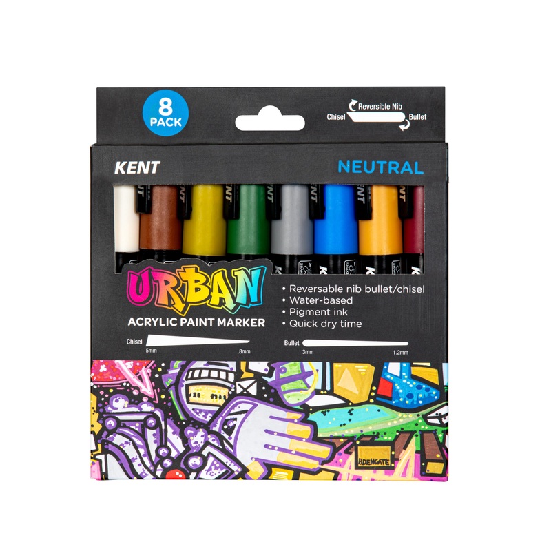 Kent Urban 6MM Nib Neutral Paint Marker Pack of 8