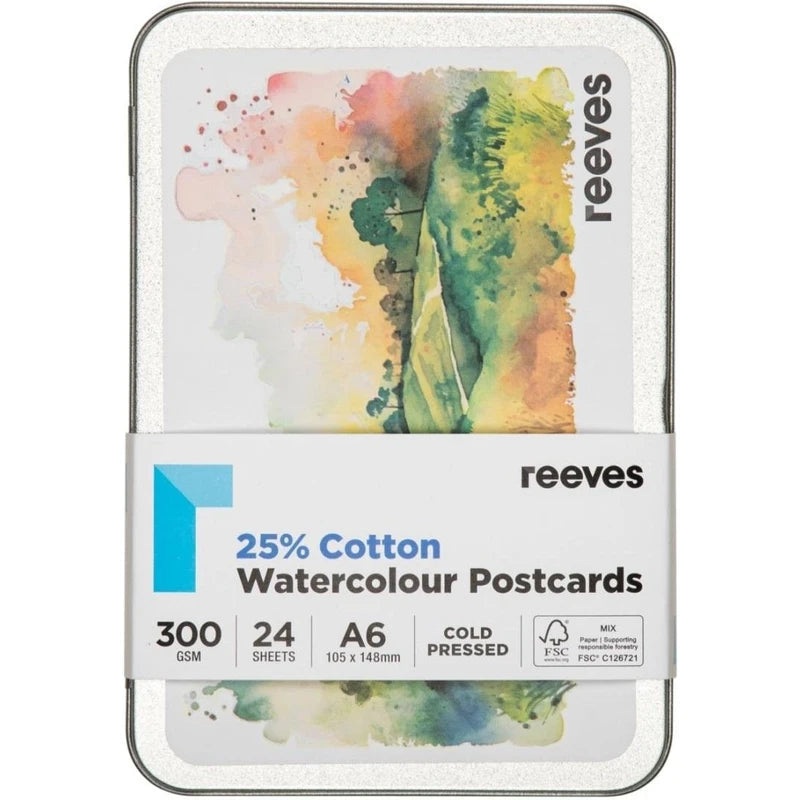 Reeves Watercolour White Postcard Tin Set