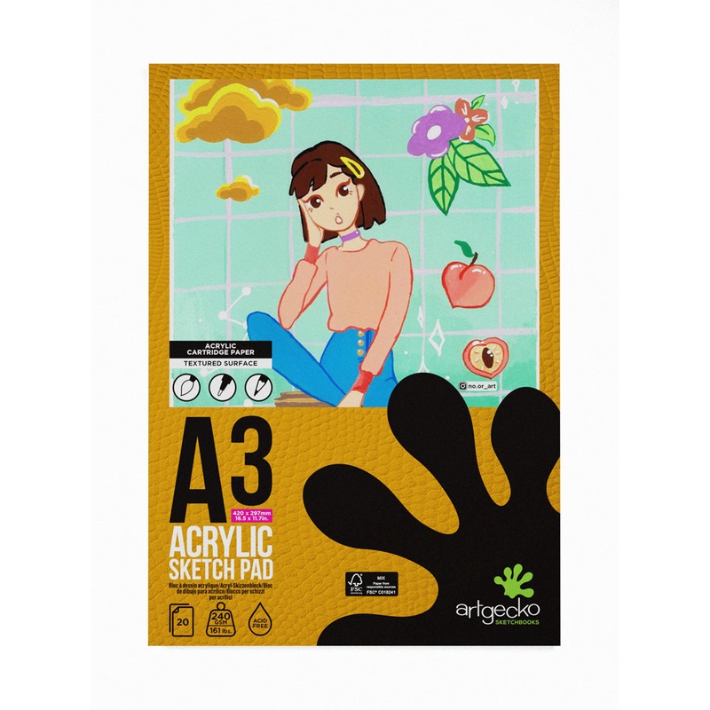 Artgecko Pro Acrylic 20 Sheet 240gsm White Sketchpads