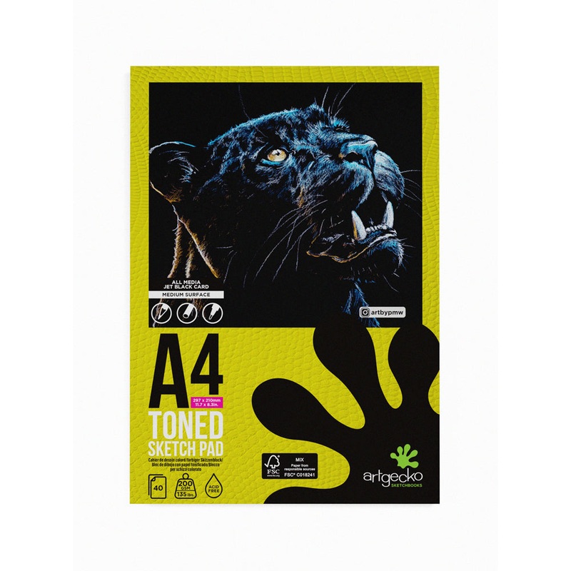 Artgecko Pro Toned 40 Sheet 200gsm Black Sketchpads