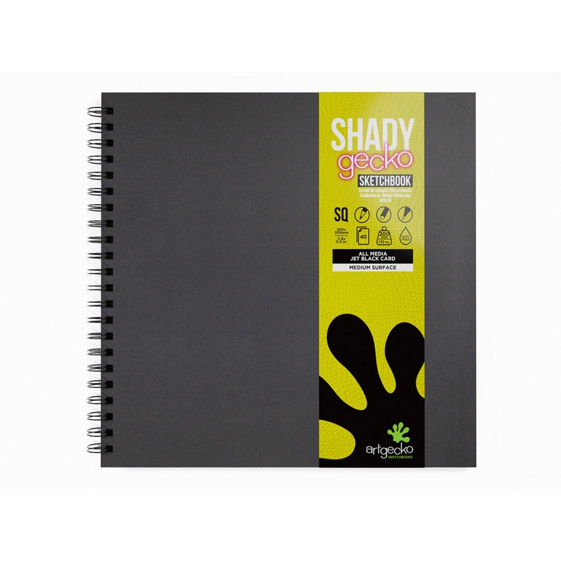 Artgecko Shady 300mm Square 80 Page 40 Sheet 200gsm Black Toned Sketchbooks