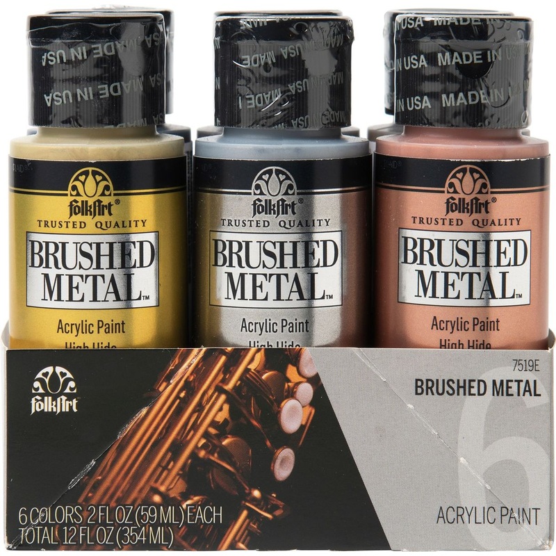 FolkArt Acrylic Brushed Metal Paints 59ml – Set Of 6