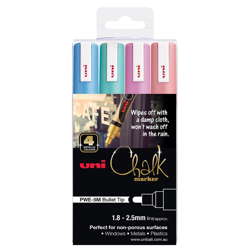 Uni 1.8-2.5mm Bullet Tip Metallic Chalk Markers