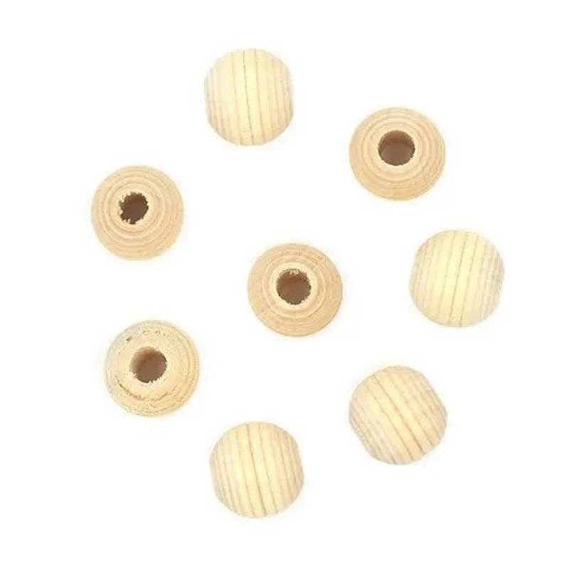 Arbee Wood Beads Macrame Round Contoured – Pack Of 8