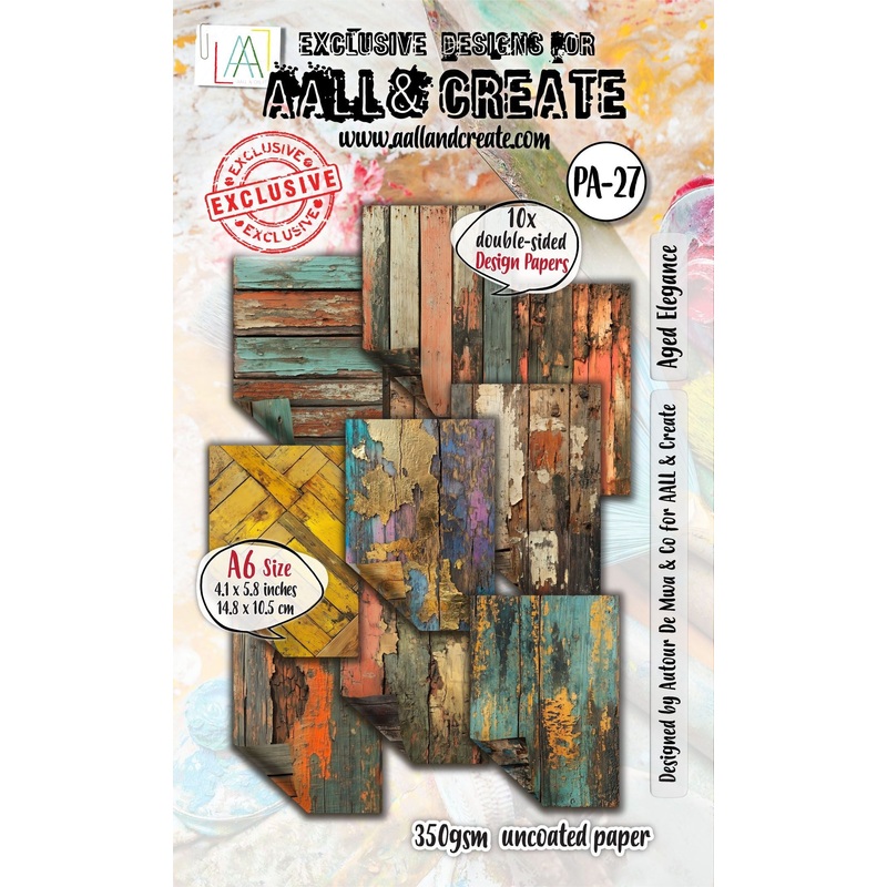 AALL And Create A6 Double-Sided 350gsm Cardstock Aged Elegance Pack of 10