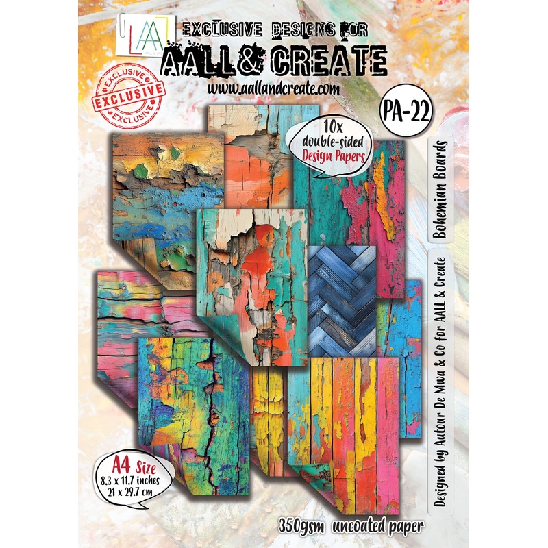 AALL And Create Double-Sided A4 350gsm Bohemian Boards Cardstock Pack of 10