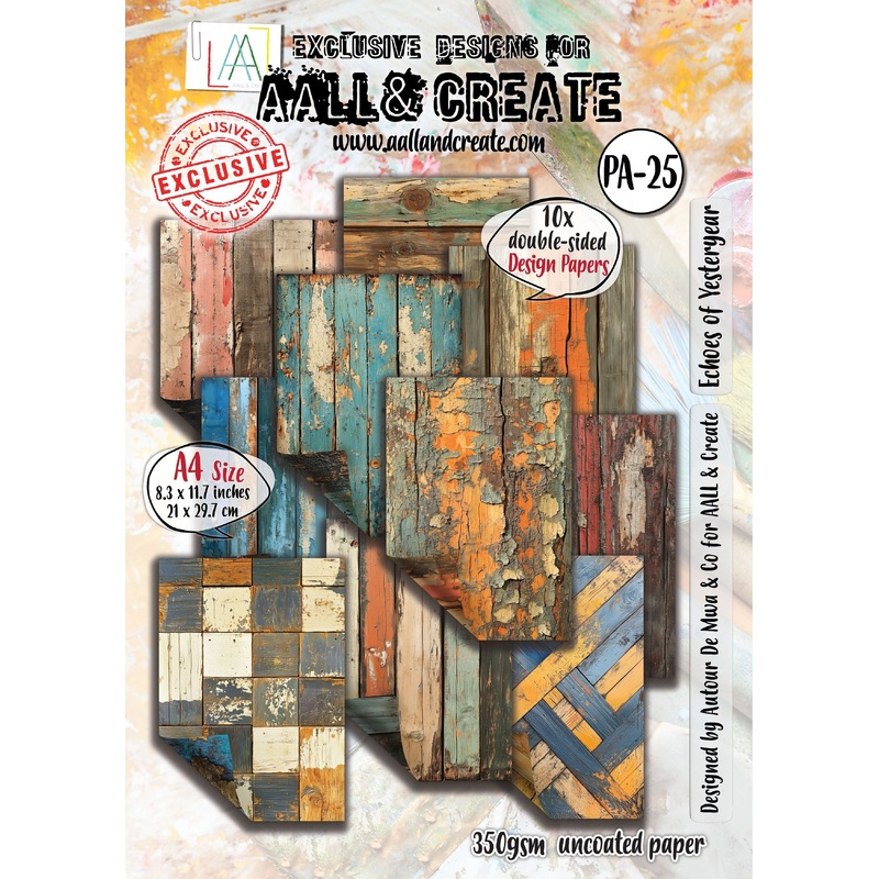 AALL And Create Double-Sided A4 350gsm Echoes of Yesteryear Cardstock Pack of 10