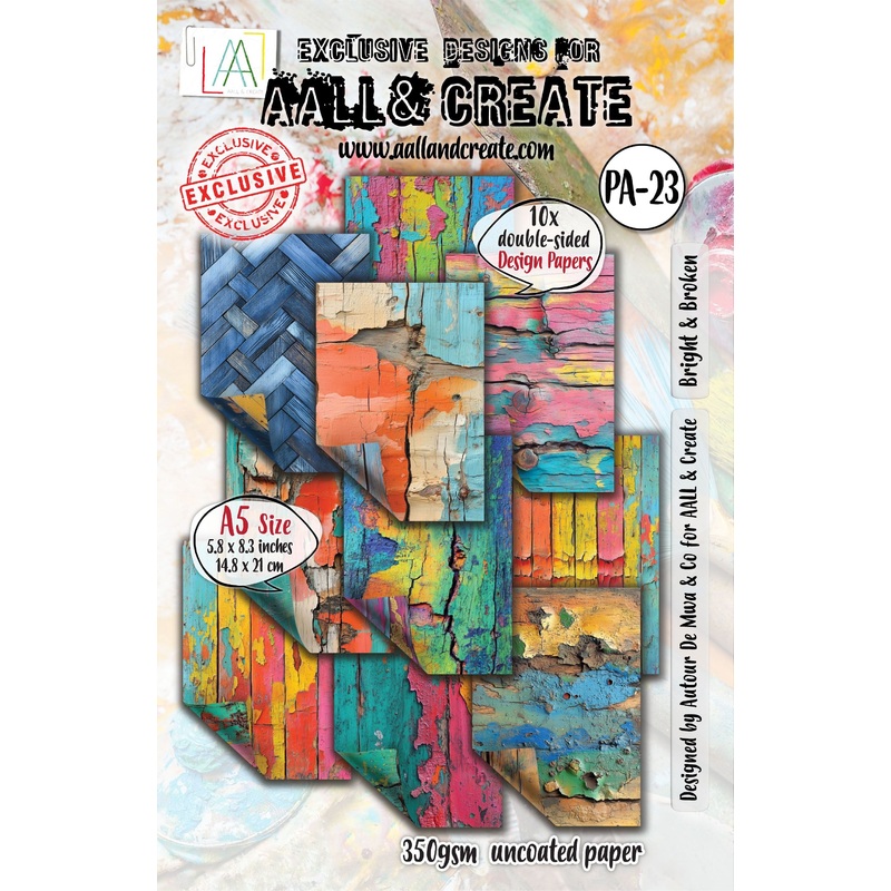 AALL And Create Double-Sided A5 350gsm Bright & Broken Cardstock Pack of 10