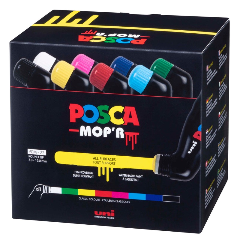 Uni Posca 3-19mm Mop’r Assorted Markers Set Of 8