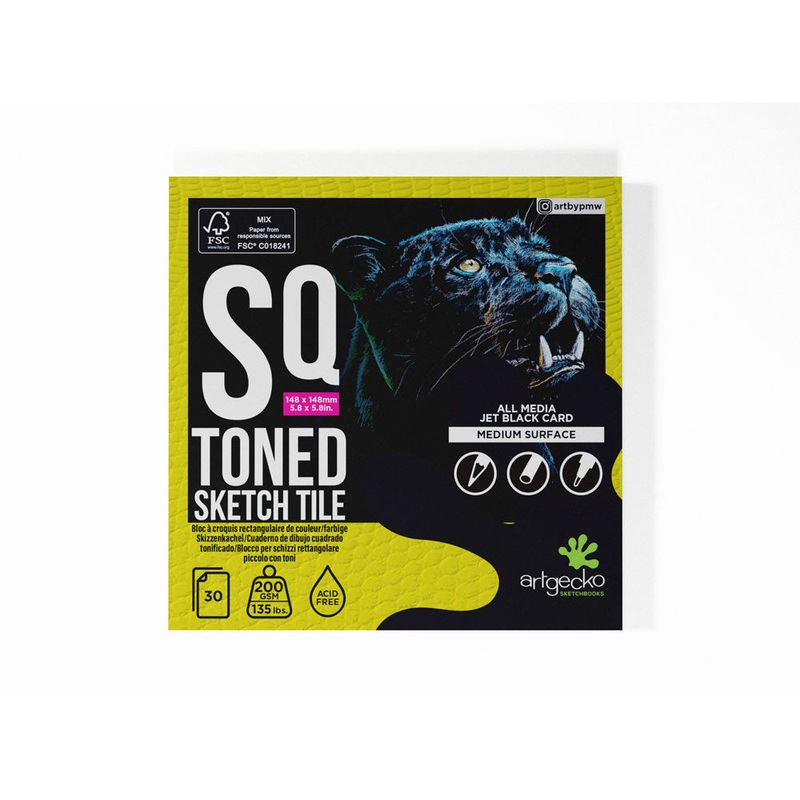 Artgecko Pro 30 Sheet 200gsm Black Toned 148x148mm Sketch Tile