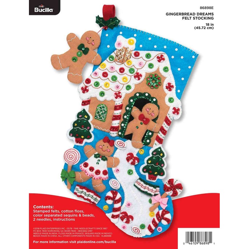 Bucilla 18 Applique Stocking Kit Gingerbread Dreams