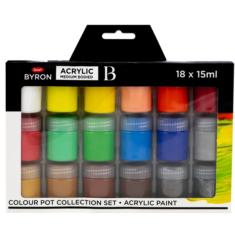 Jasart Byron 15ml Acrylic Pot Set of 18 Colours