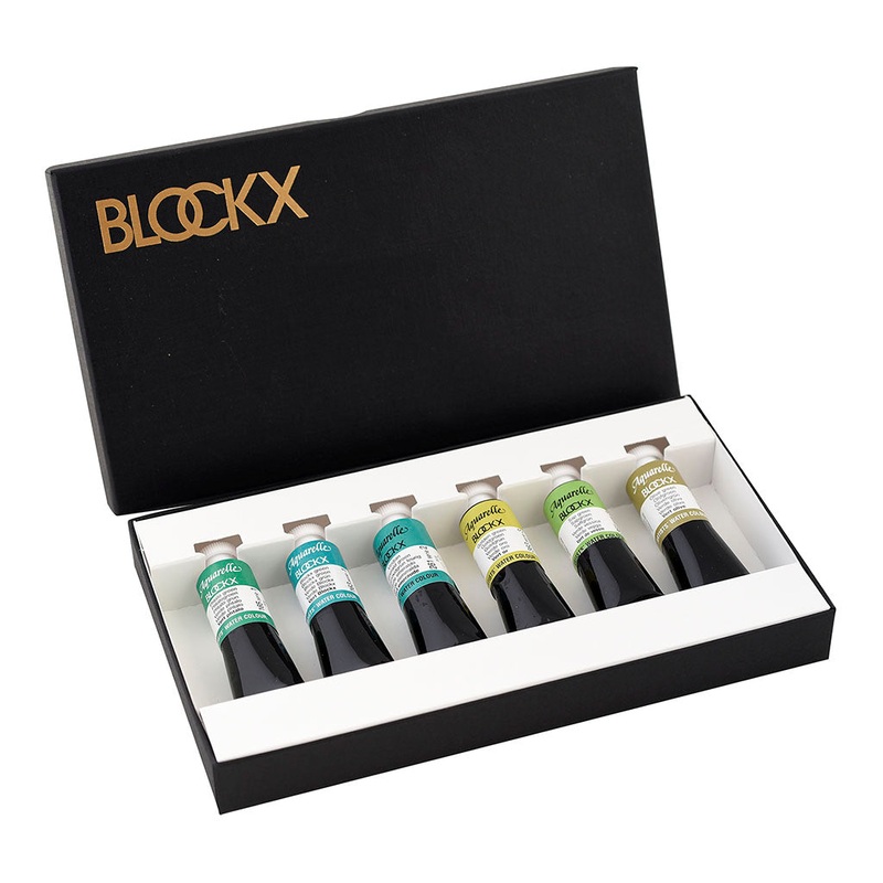 BLOCKX Artists’ Watercolour Paints 15ml Greens Set of 6
