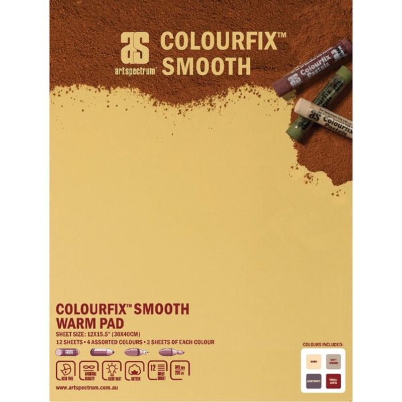 Art Spectrum Colourfix Smooth Pad 12 Sheet – Warm Colour