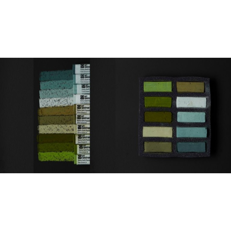 Art Spectrum Extra Soft Square Pastel Set Of 10 Greens