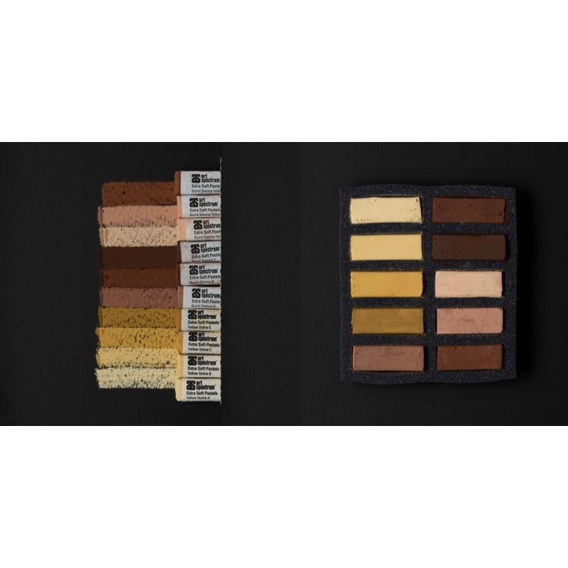 Art Spectrum Extra Soft Square Pastel Set Of 10 Ochre and Sienna Earths