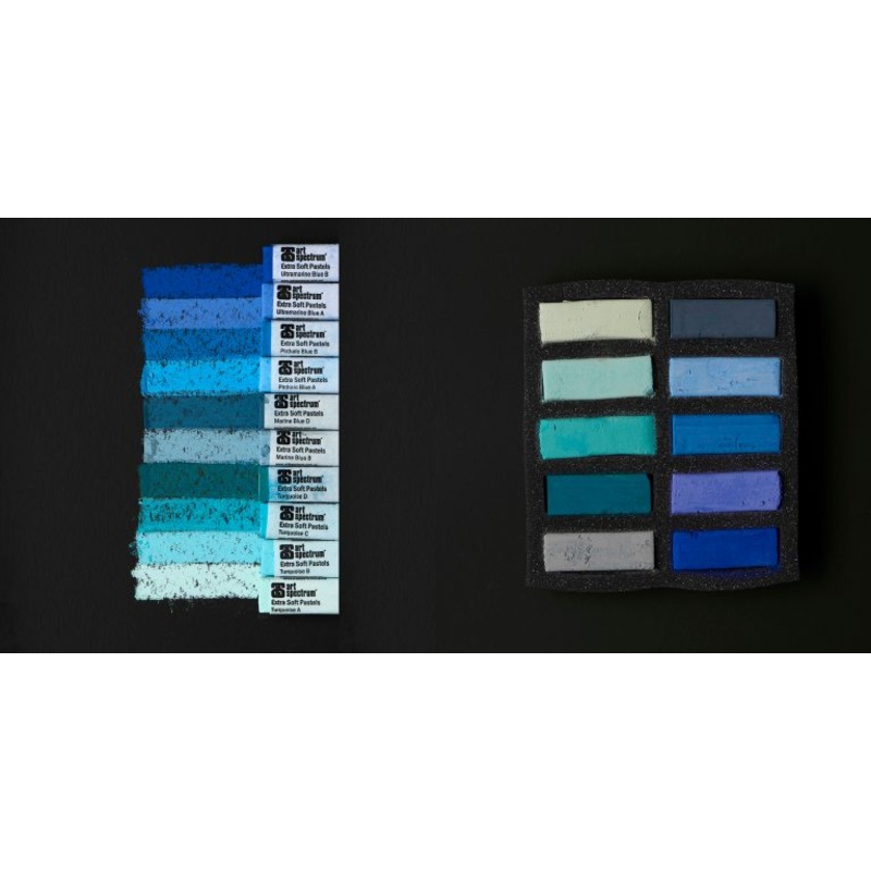 Art Spectrum Extra Soft Square Pastel Set Of 10 Turquoise & Blues