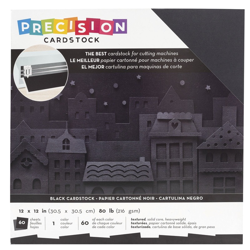 American Crafts 12 x 12 Textured 60 Sheets Black Precision Cardstock