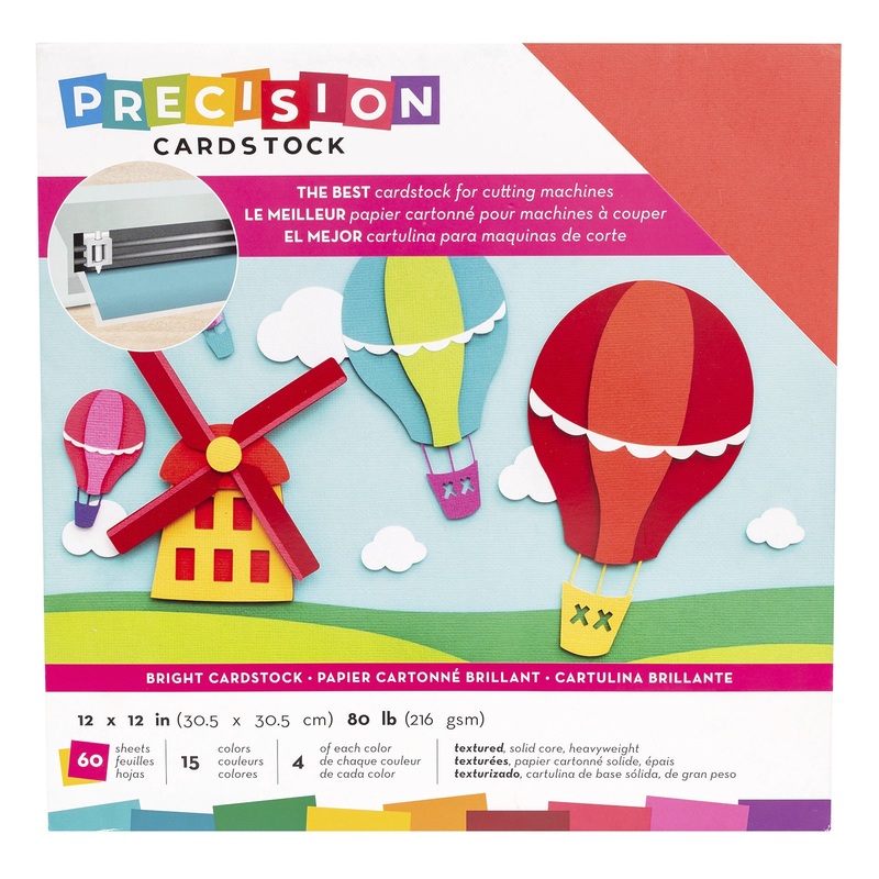 American Crafts 12 x 12 Textured 60 Sheets Bright Precision Cardstock
