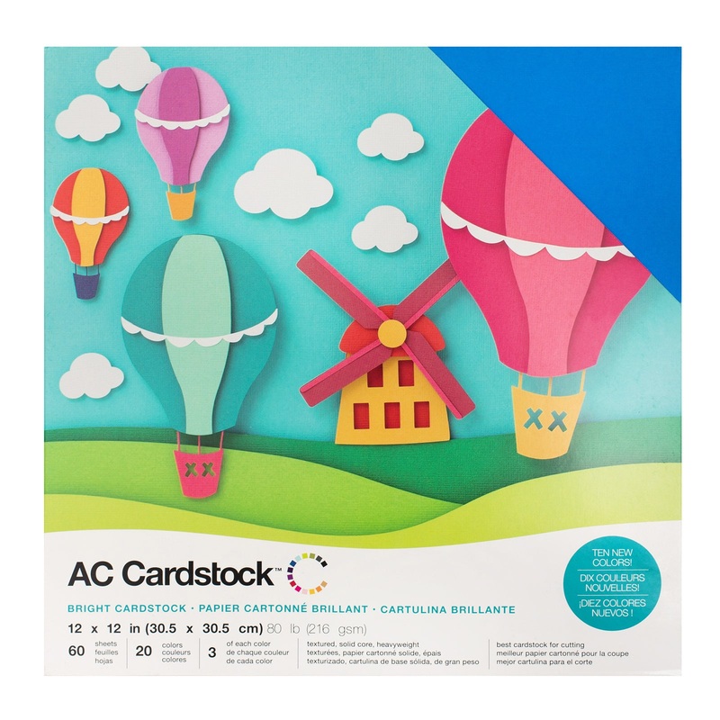 American Crafts 12 x 12 Textured 60 Sheets Brights Cardstock Variety Pack