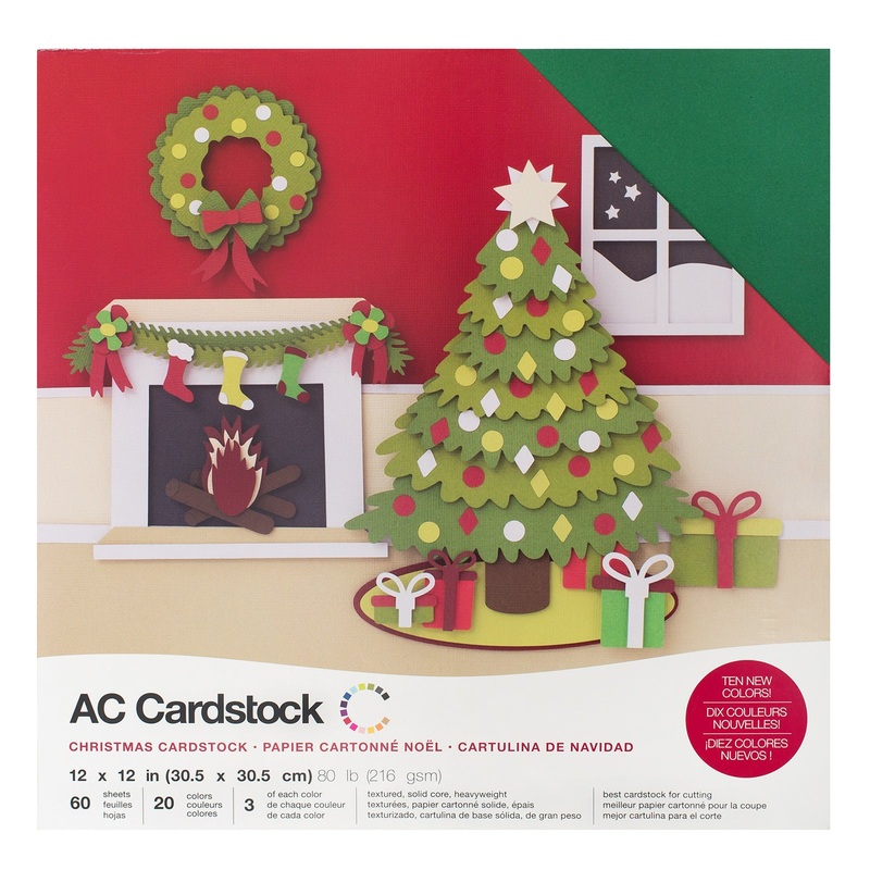 American Crafts 12 x 12 Textured 60 Sheets Christmas Cardstock Variety Pack