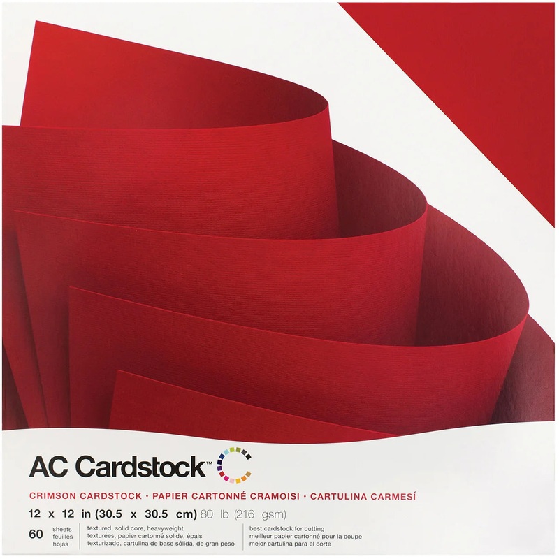 American Crafts 12 x 12 Textured 60 Sheets Crimson Cardstock Variety Pack