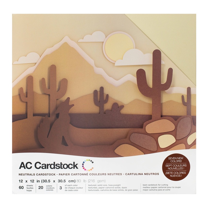 American Crafts 12 x 12 Textured 60 Sheets Neutrals Cardstock Variety Pack