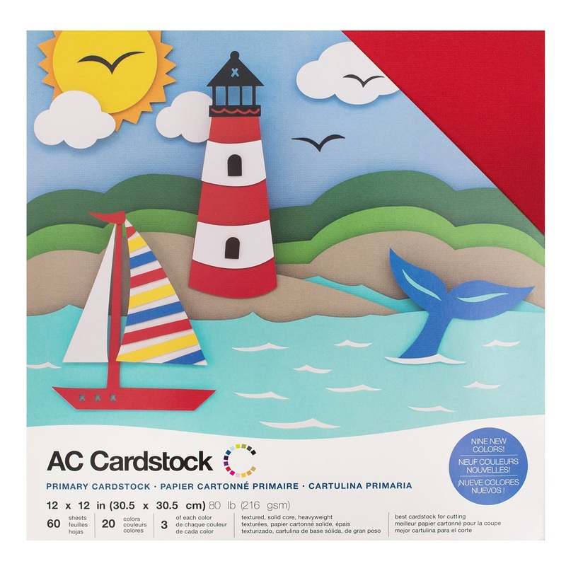 American Crafts 12 x 12 Textured 60 Sheets Primaries Cardstock Variety Pack