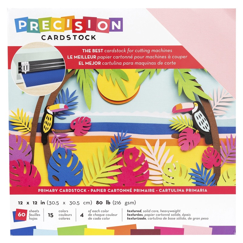 American Crafts 12 x 12 Textured 60 Sheets Primary Precision Cardstock