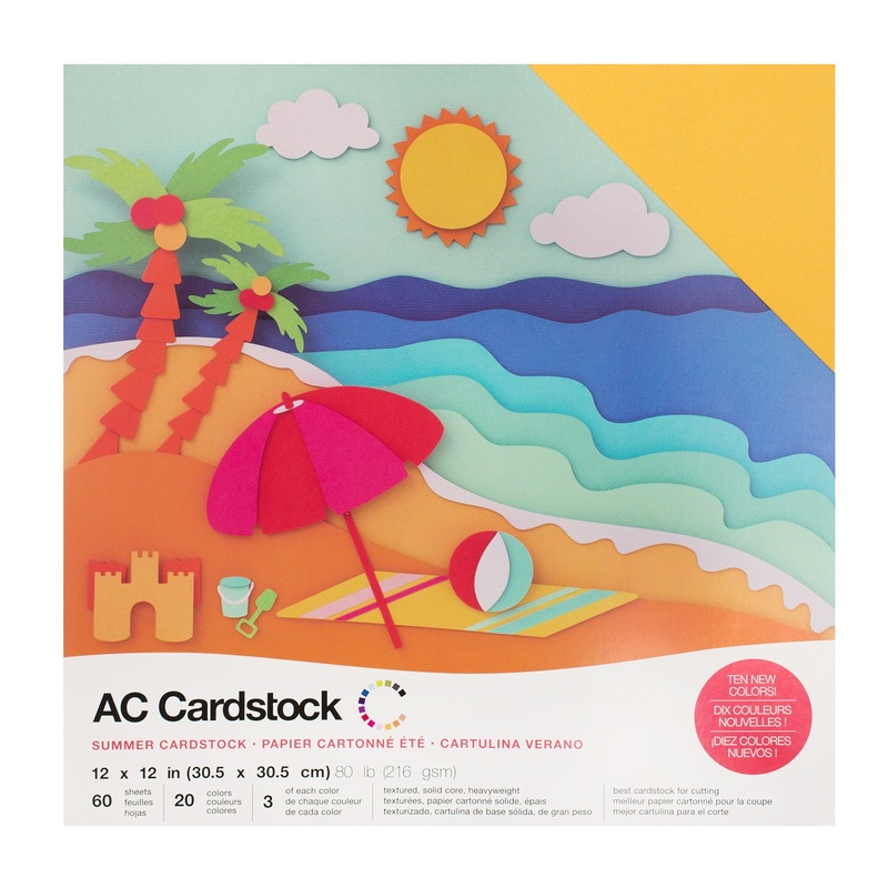 American Crafts 12 x 12 Textured 60 Sheets Summer Cardstock Variety Pack