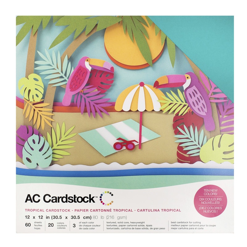 American Crafts 12 x 12 Textured 60 Sheets Tropicals Cardstock Variety Pack