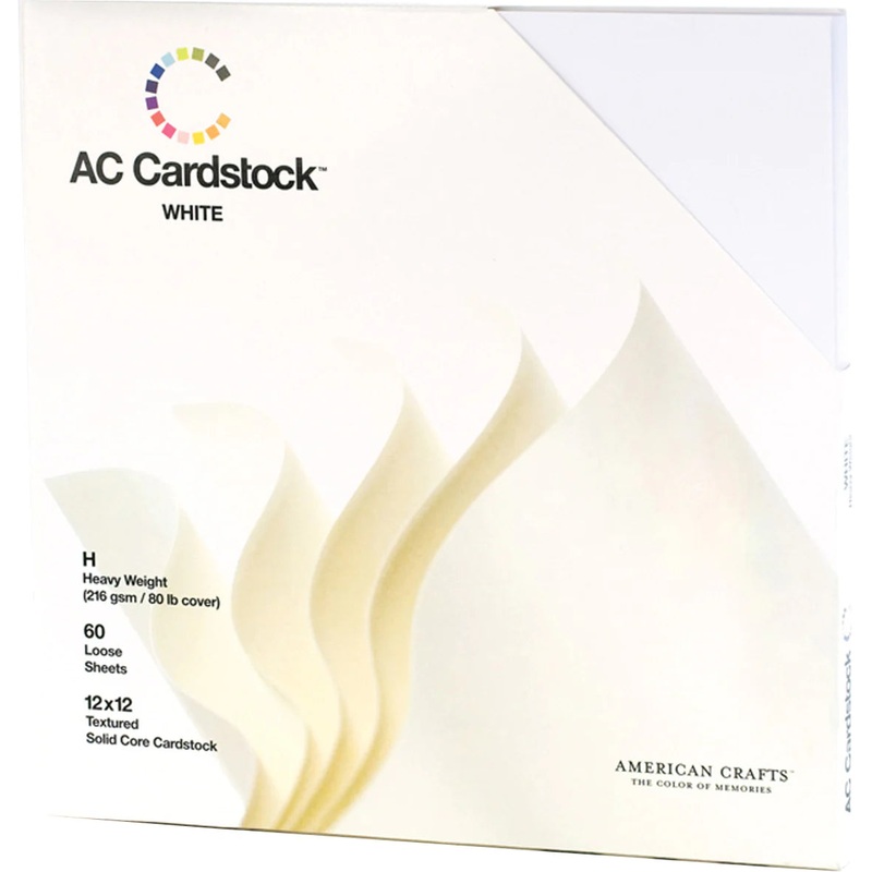 American Crafts 12 x 12 Textured 60 Sheets White Cardstock Variety Pack