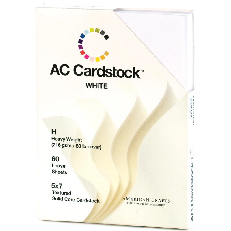 American Crafts 5 x 7 Textured 60 Sheets White Cardstock Variety Pack