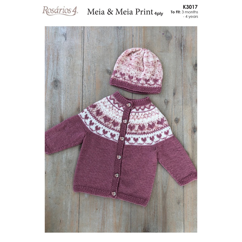 Naturally Pattern Rosarios 4 Meia & Meia Print 4ply Kids/Jacket & Hat K3017