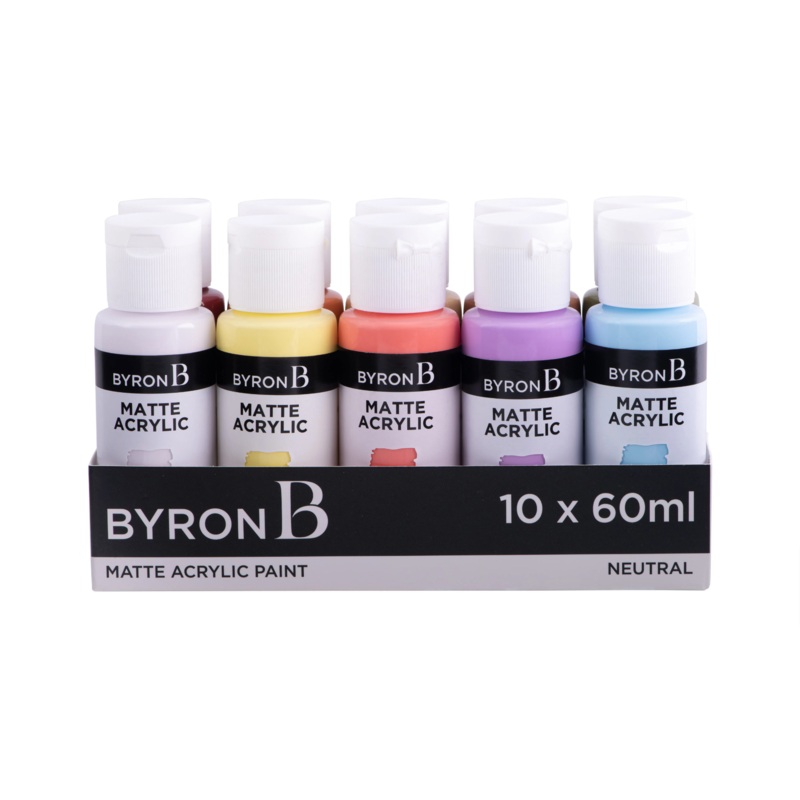 Jasart Byron Matte Acrylic 59ml Paints Set of 10 Neutral Colours